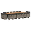vidaXL 17-tlg. Garten-Essgruppe mit Kissen Grau Poly Rattan