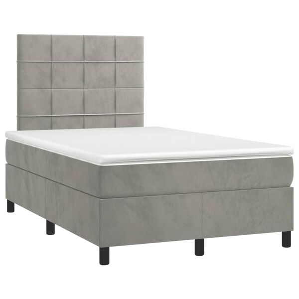 vidaXL Boxspringbett mit Matratze Hellgrau 120x190 cm Samt