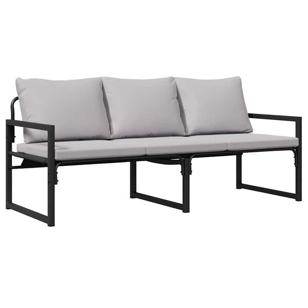 vidaXL Gartenmöbel mit Kissen Schwarz 180 x 72,5 x 71 cm Stahl