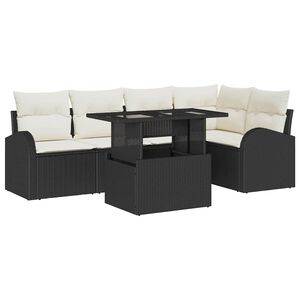 vidaXL Gartensofa-set mit Speicher 6 pcs Schwarz und Creme Poly-Rattan