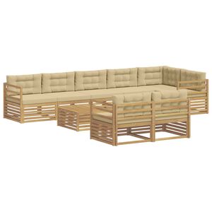 vidaXL Outdoor-Sofagarnitur 9 stk. Wei&szlig; und Beige