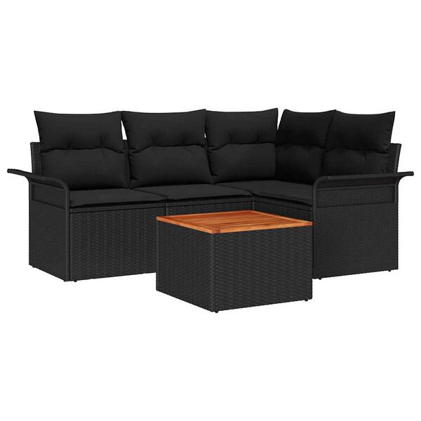 vidaXL Gartensofa-set mit Speicher 5 pcs Schwarz Poly-Rattan