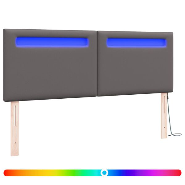 vidaXL LED Kopfteil Grau 160 cm Kunstleder