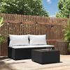 vidaXL 3-tlg. Garten-Lounge-Set mit Kissen Schwarz Poly Rattan