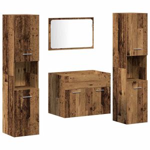 vidaXL Badezimmerm&ouml;bel-Set Wandmontiert 3 pcs Altholz Holzwerkstoff