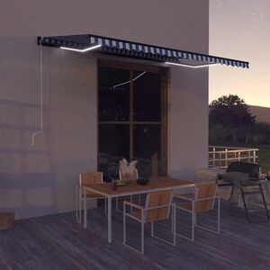 vidaXL Markise mit Windsensor & LED 500x300cm Blau und Wei&szlig;