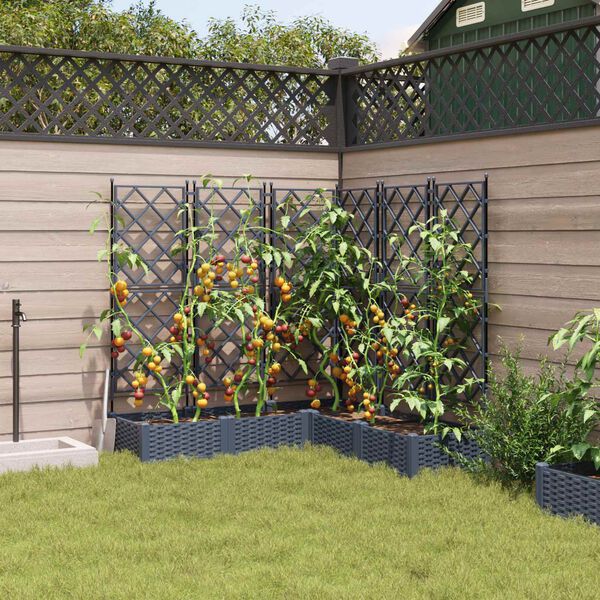 vidaXL Garten-Pflanzgef&auml;&szlig; 5 pcs Grau 120 x 120 x 125,5 cm Kunststoff