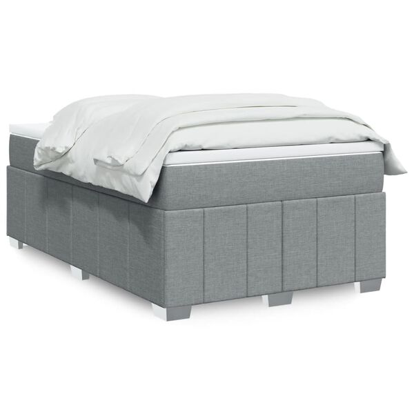 vidaXL Boxspringbett mit Matratze Hellgrau 120x190 cm Stoff