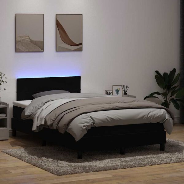 vidaXL Boxspringbett mit Matratze & LED Schwarz 120x210 cm Samt