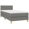 vidaXL Boxspringbett mit Matratze Dunkelgrau 90x200 cm Stoff
