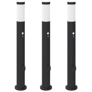 vidaXL Pollerleuchten mit Sensor&Steckdose 3er 80 cm Edelstahl IP44