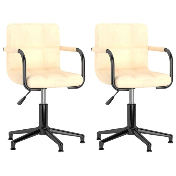 vidaXL Esszimmerst&uuml;hle 2 Stk. Drehbar Creme Samt
