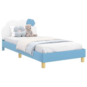 vidaXL Kinderbettgestell mit Kopfteil mit Kopfteil Blau 90 x 190 cm PU