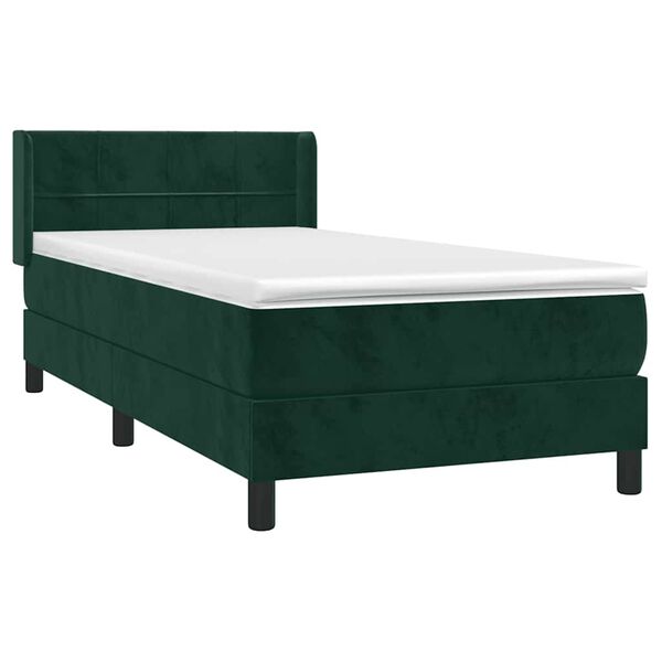 vidaXL Boxspringbett mit Matratze Dunkelgr&uuml;n 80x200 cm Samt