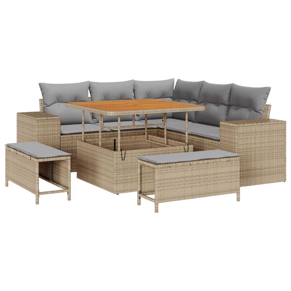 vidaXL Gartensofa-set mit Kissen 8 pcs Beige Poly-Rattan