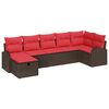 vidaXL Sofa Set mit Kissen mit Speicher Braun und Rot Poly-Rattan