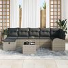 vidaXL Sofa Set mit Kissen mit Speicher Hellgrau Poly-Rattan