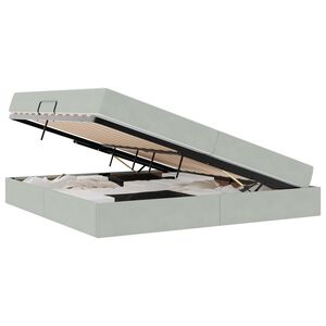 vidaXL Aufbewahrungsbett mit Matratze Hellgrau 200 x 200 cm Samt