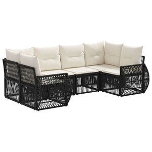vidaXL Gartensofa-set 6 stk. 6-Sitzanzahl Schwarz und Cremewei&szlig;