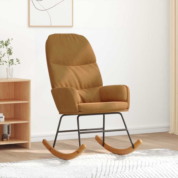 vidaXL Schaukelstuhl Braun Samt
