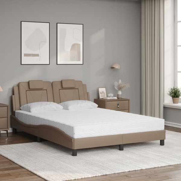 vidaXL Bett "Viana" mit Matratze Cappuccino-Braun 140x200 cm Kunstleder