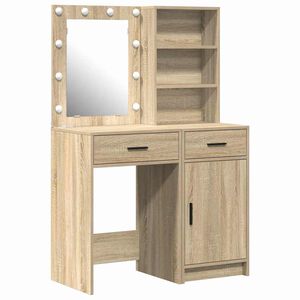 vidaXL Schminktischset mit LED 2 pcs Sonoma-Eiche Holzwerkstoff