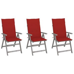 vidaXL Verstellbare Gartenst&uuml;hle 3 Stk. mit Auflagen Massivholz Akazie