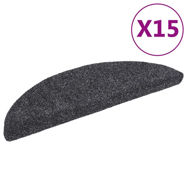 vidaXL Stufenmatten Selbstklebend 15 Stk. 56x17x3 cm Dunkelgrau Halbrund