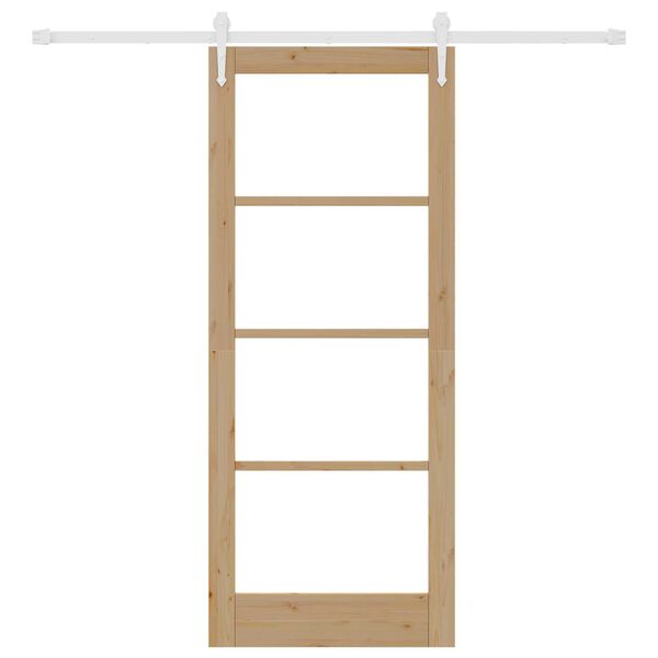 vidaXL Schiebet&uuml;r Natur 83 x 202 cm Massivholz Kiefer und Glas