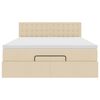 vidaXL Ottoman-Bett mit Matratze Creme 140x200 cm Stoff