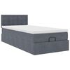 vidaXL Ottoman-Bett mit Matratze & LEDs Dunkelgrau 90x200 cm Samt