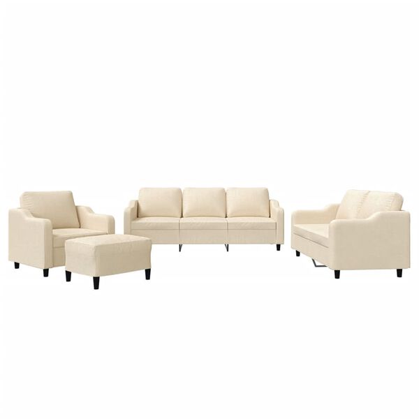 vidaXL 4-tlg. Sofagarnitur mit Kissen Creme Stoff