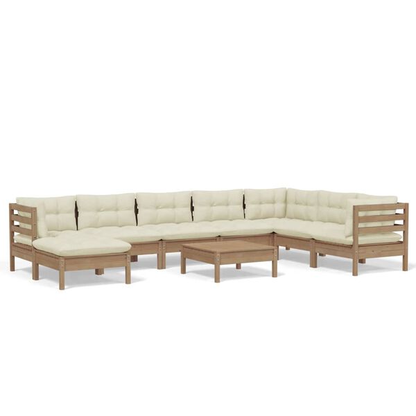 vidaXL 9-tlg. Garten-Lounge-Set mit Kissen Honigbraun Kiefernholz