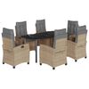 vidaXL 7-tlg. Garten-Essgruppe mit Kissen Beigemischung Poly Rattan