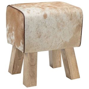 vidaXL Bank 40 x 30 x 45 cm Echtes Leder Braun und Wei&szlig;