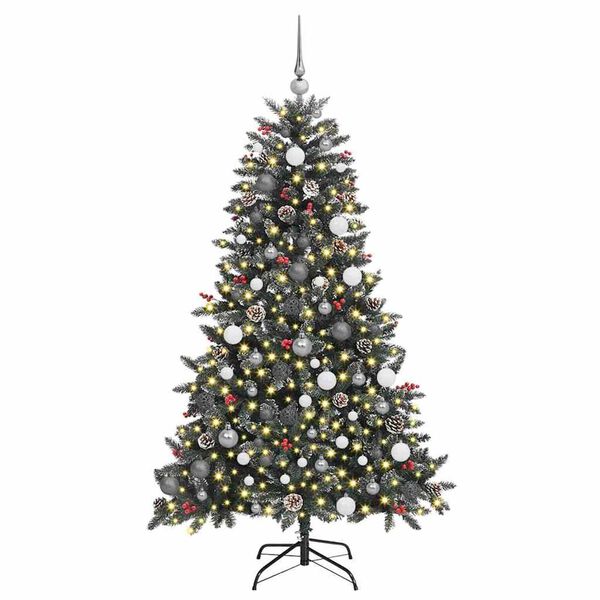 vidaXL K&uuml;nstlicher Weihnachtsbaum Gr&uuml;n 180 cm PVC, Plastik und Stahl