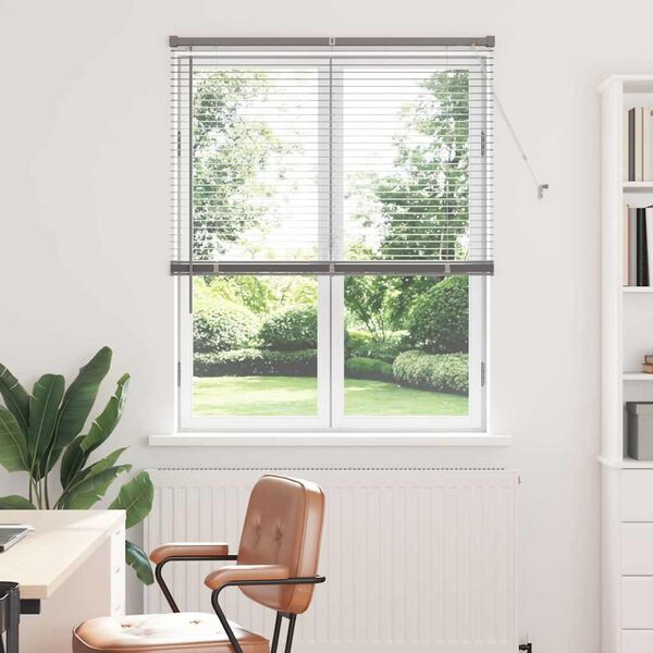 vidaXL Fensterjalousie mit Vorhängen Silber Aluminium
