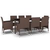 vidaXL 9-tlg. Garten-Essgruppe Poly Rattan Braun