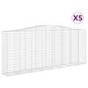 vidaXL Gabionen mit Hochbogen 5 Stk. 400x50x160/180cm Verzinktes Eisen