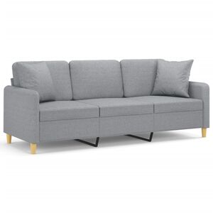vidaXL 3-Sitzer-Sofa mit Zierkissen Hellgrau 180 cm Stoff