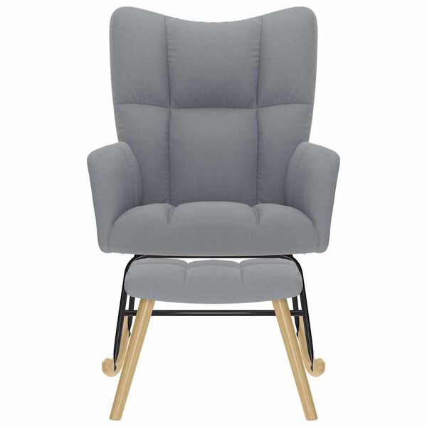 vidaXL Schaukelstuhl mit Fu&szlig;hocker Hellgrau Stoff