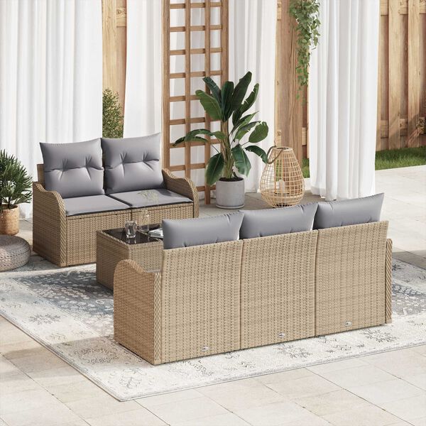 vidaXL Gartensofa-set Beige Poly-Rattan