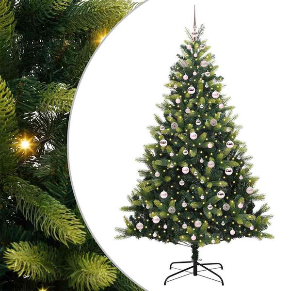vidaXL K&uuml;nstlicher Klapp-Weihnachtsbaum mit 300 LEDs Gr&uuml;n 210 cm