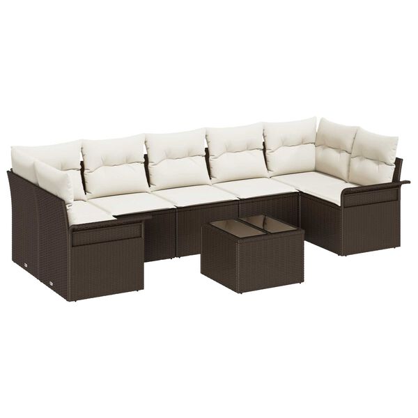vidaXL Gartensofa-set mit Kissen 8 pcs Braun und Creme Poly-Rattan