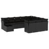 vidaXL 11-tlg. Garten-Sofagarnitur mit Kissen Schwarz Poly Rattan