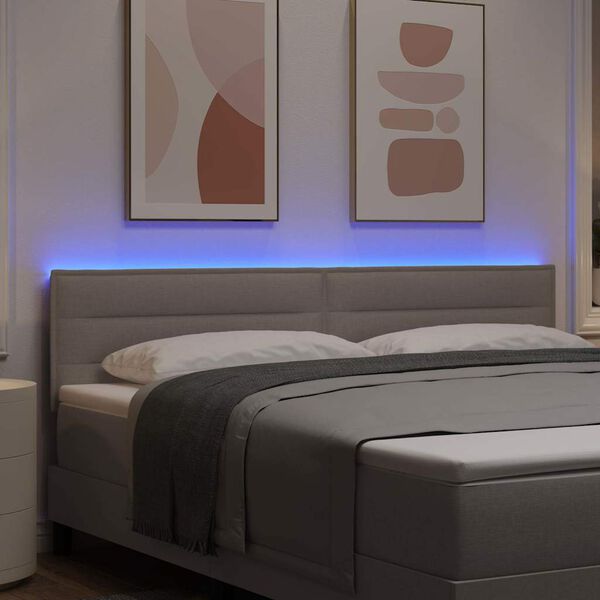 vidaXL LED Kopfteil mit LED-Lichtleisten Taupe 180 cm Polyester