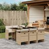vidaXL 7-tlg. Garten-Essgruppe mit Kissen Beige Poly Rattan