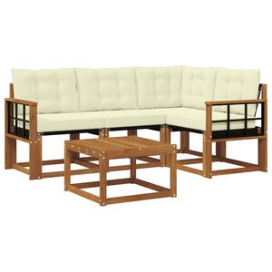 vidaXL Outdoor-Sofagarnitur mit Kissen 5 pcs Natur und Creme
