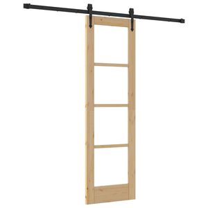 vidaXL Schiebet&uuml;r Nat&uuml;rlich und Schwarz 61 x 198,5 cm