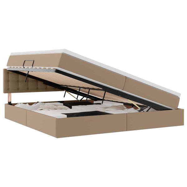 vidaXL Aufbewahrungsbett mit Matratze Cappuccino 200 x 200 cm